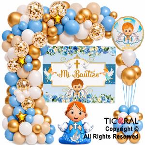 SET DE GLOBOS ARCO XL MI BAUTISMO CELESTE XY 70 UNIDADES